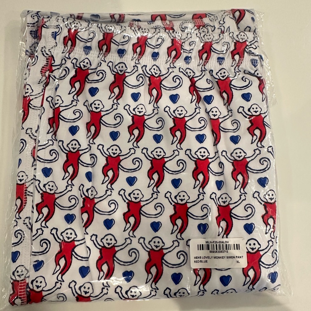 Roller Rabbit Red and Blue Monkey Print Pants